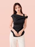  Áo draping xếp ly vai và eo 