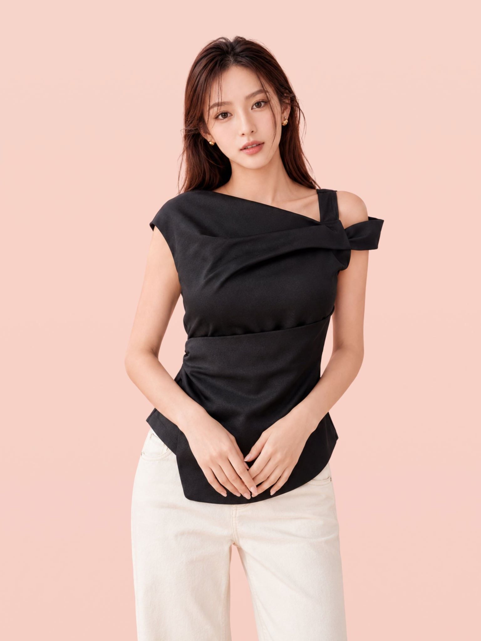  Áo draping xếp ly vai và eo 