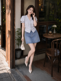  Áo sọc tay phồng phối bèo viền cổ 