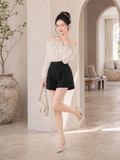  Quần ngắn linen lưng cao xếp li 