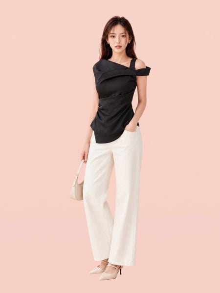  Áo draping xếp ly vai và eo 