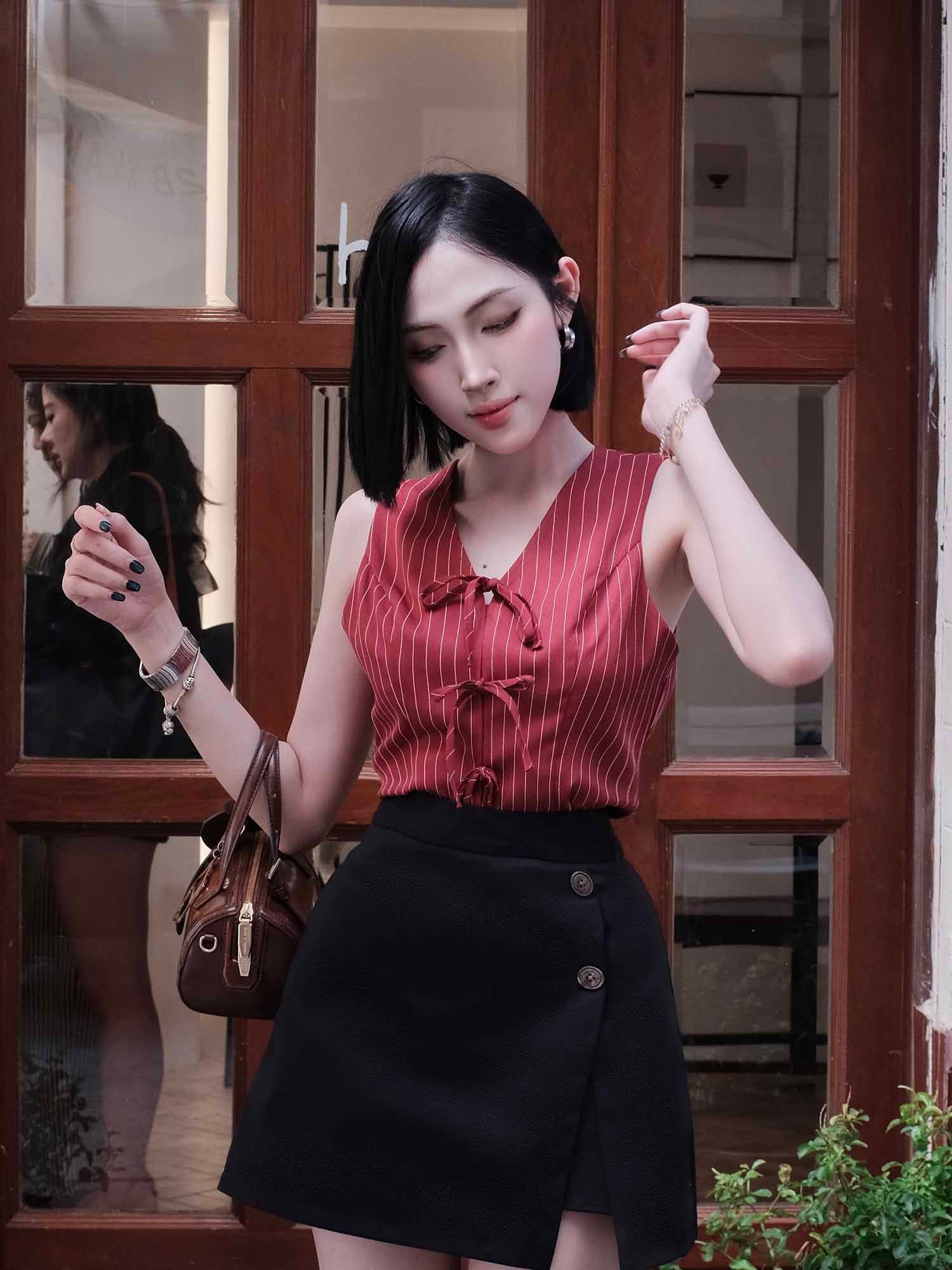  Chân váy mini skort xẻ tà 