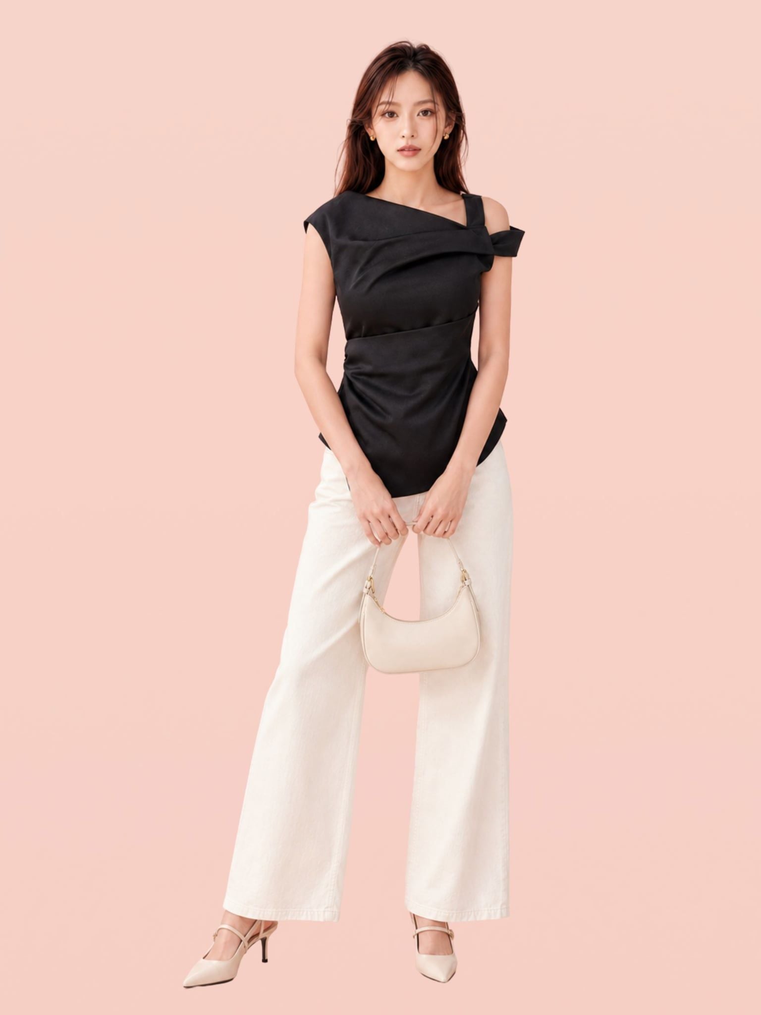  Áo draping xếp ly vai và eo 