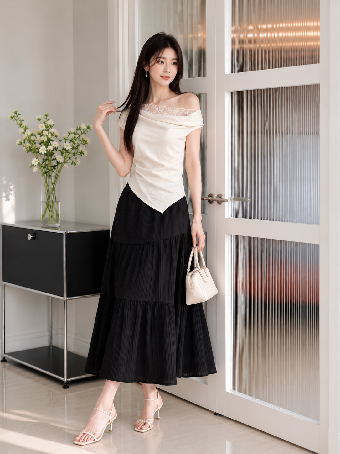 Chân váy maxi xoè 3 tầng