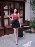  Chân váy mini skort xẻ tà 