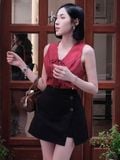  Chân váy mini skort xẻ tà 