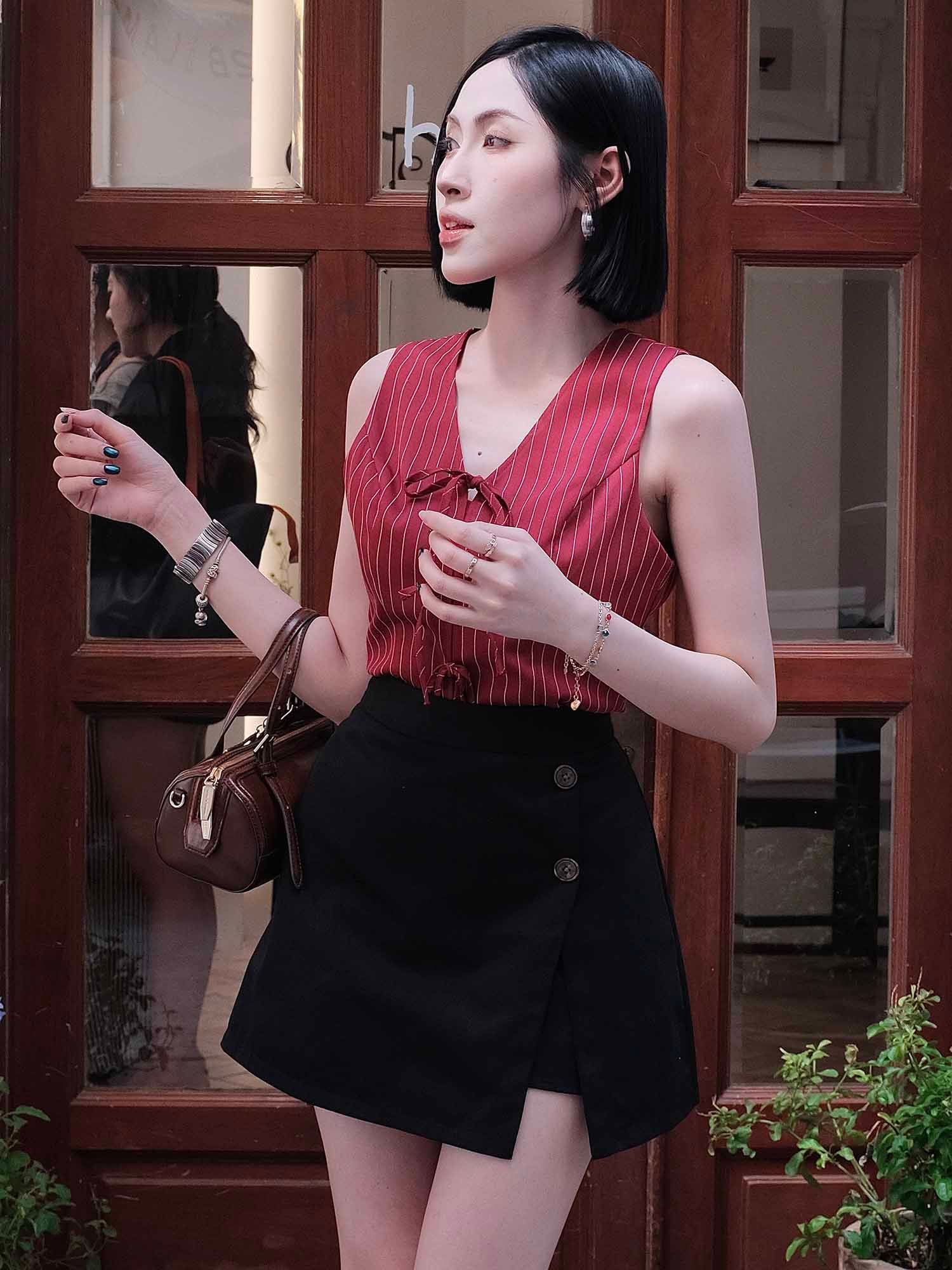  Chân váy mini skort xẻ tà 