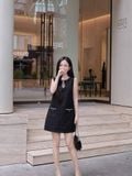  Đầm mini Tweed ngắn cổ giọt nước 