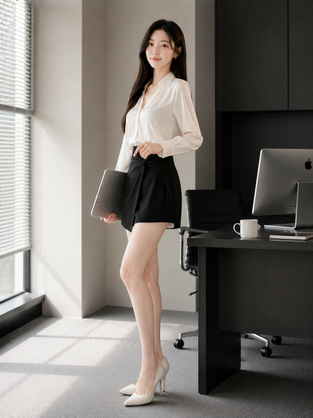  Chân váy skort mini vạt chéo xoắn eo 