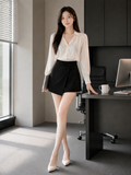  Chân váy skort mini vạt chéo xoắn eo 