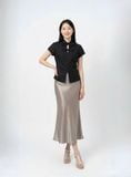  Áo linen chiết eo phối nơ cổ 