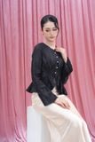  Áo kiểu lụa bóng lai bèo 