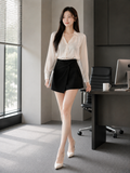  Chân váy skort mini vạt chéo xoắn eo 