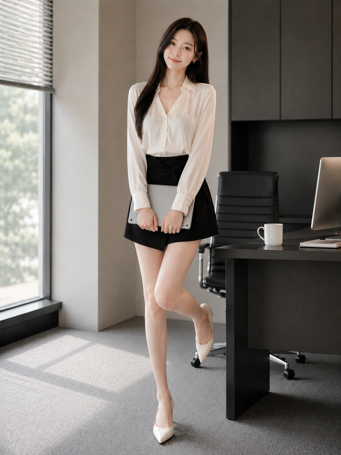 Chân váy skort mini vạt chéo xoắn eo
