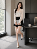  Chân váy skort mini vạt chéo xoắn eo 