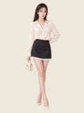  Chân váy A mini lai phối ren 