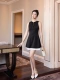  Đầm mini lai dập ly khoét cổ 