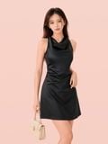  Đầm mini lụa cổ đổ dáng A 