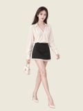  Chân váy A mini lai phối ren 