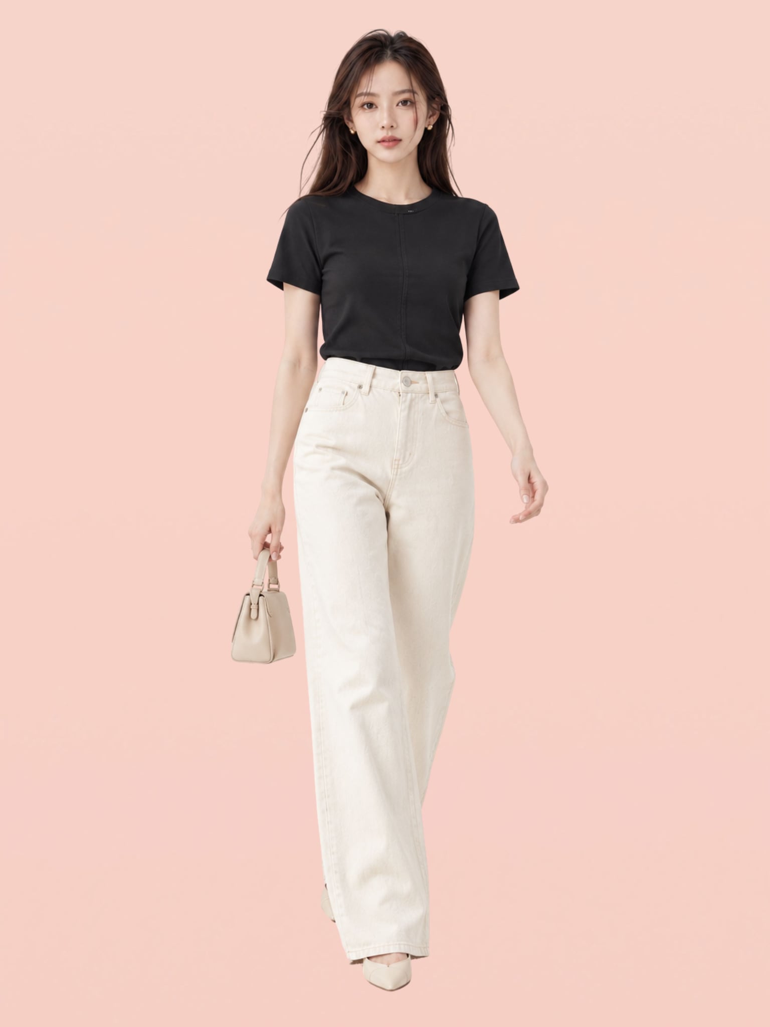 Áo thun cotton cổ tròn cài nút chân cổ sau