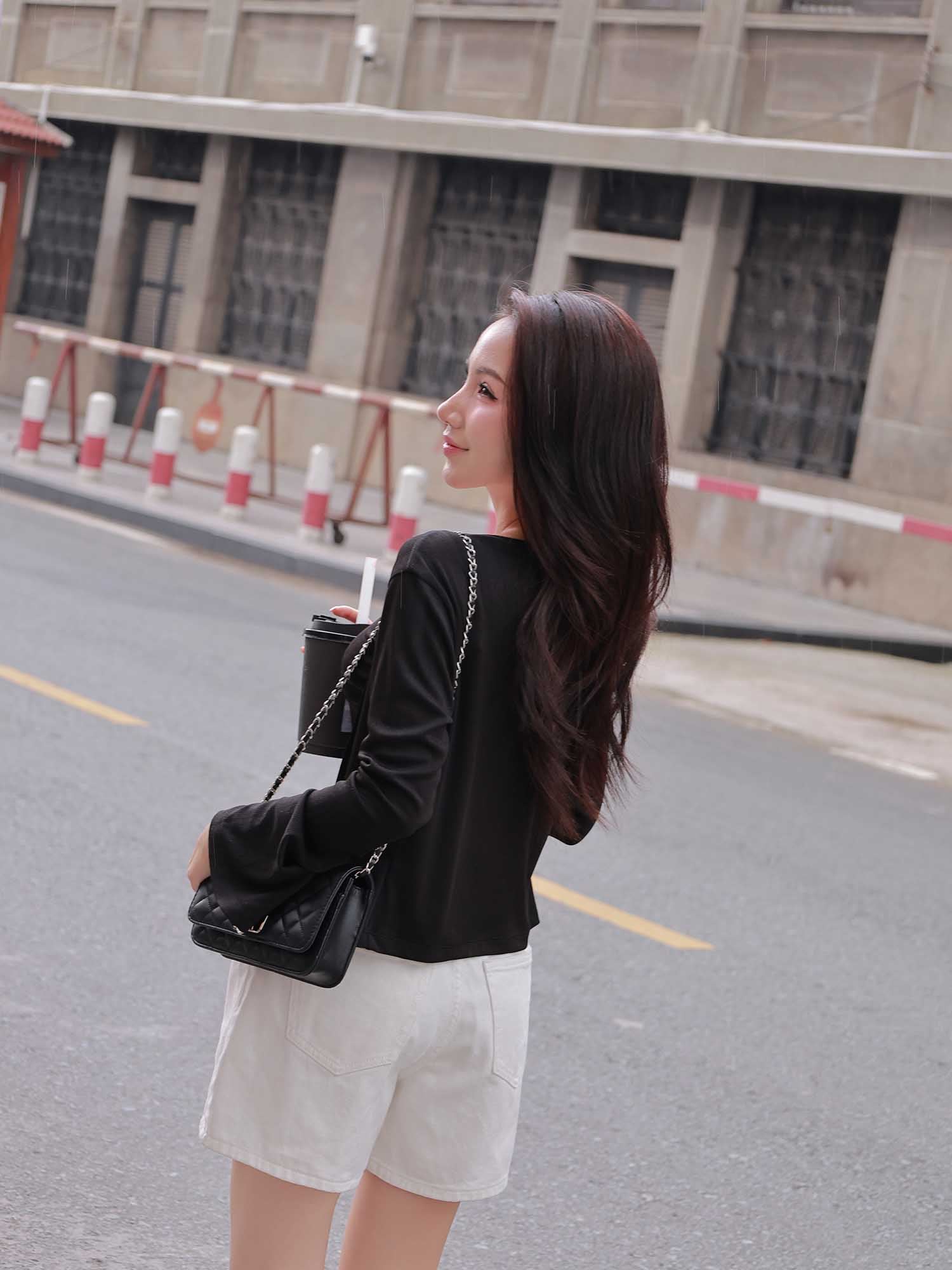 Set áo hai dây nhún ngực phối cardigan