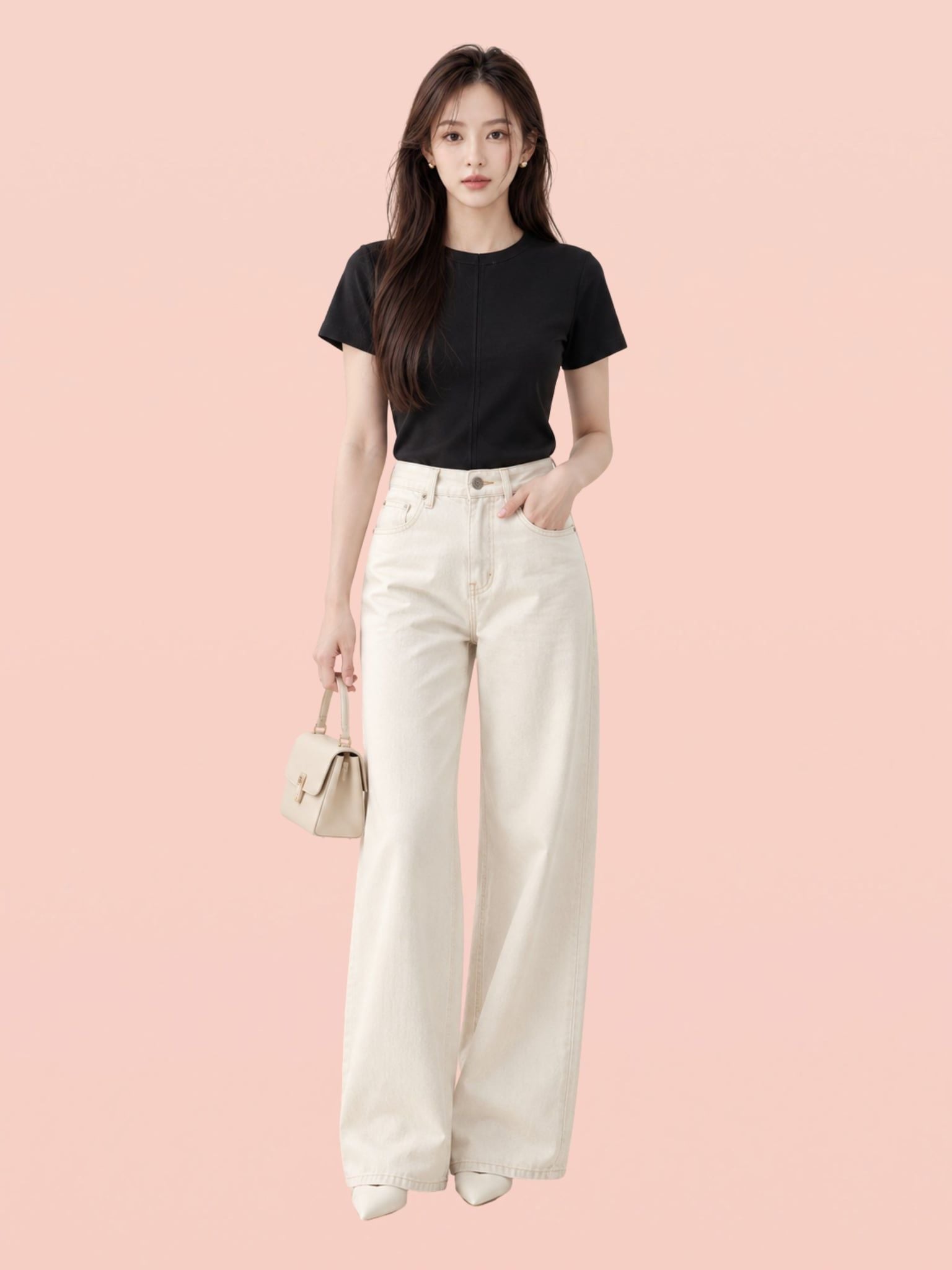  Áo thun cotton cổ tròn cài nút chân cổ sau 