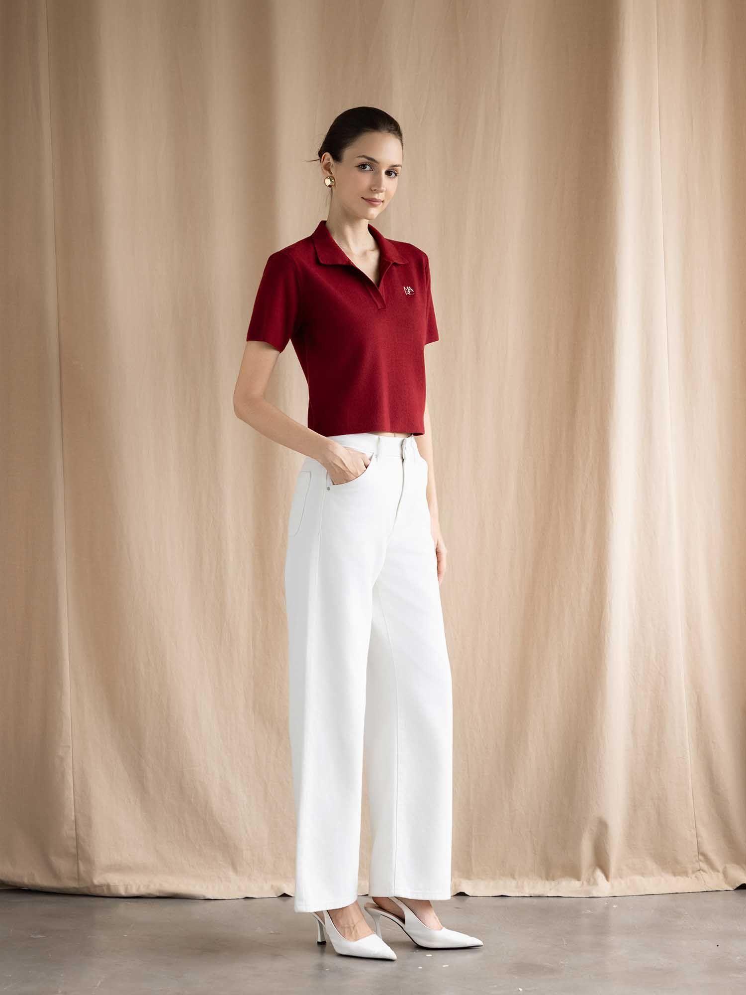  Áo cổ V dệt kim 