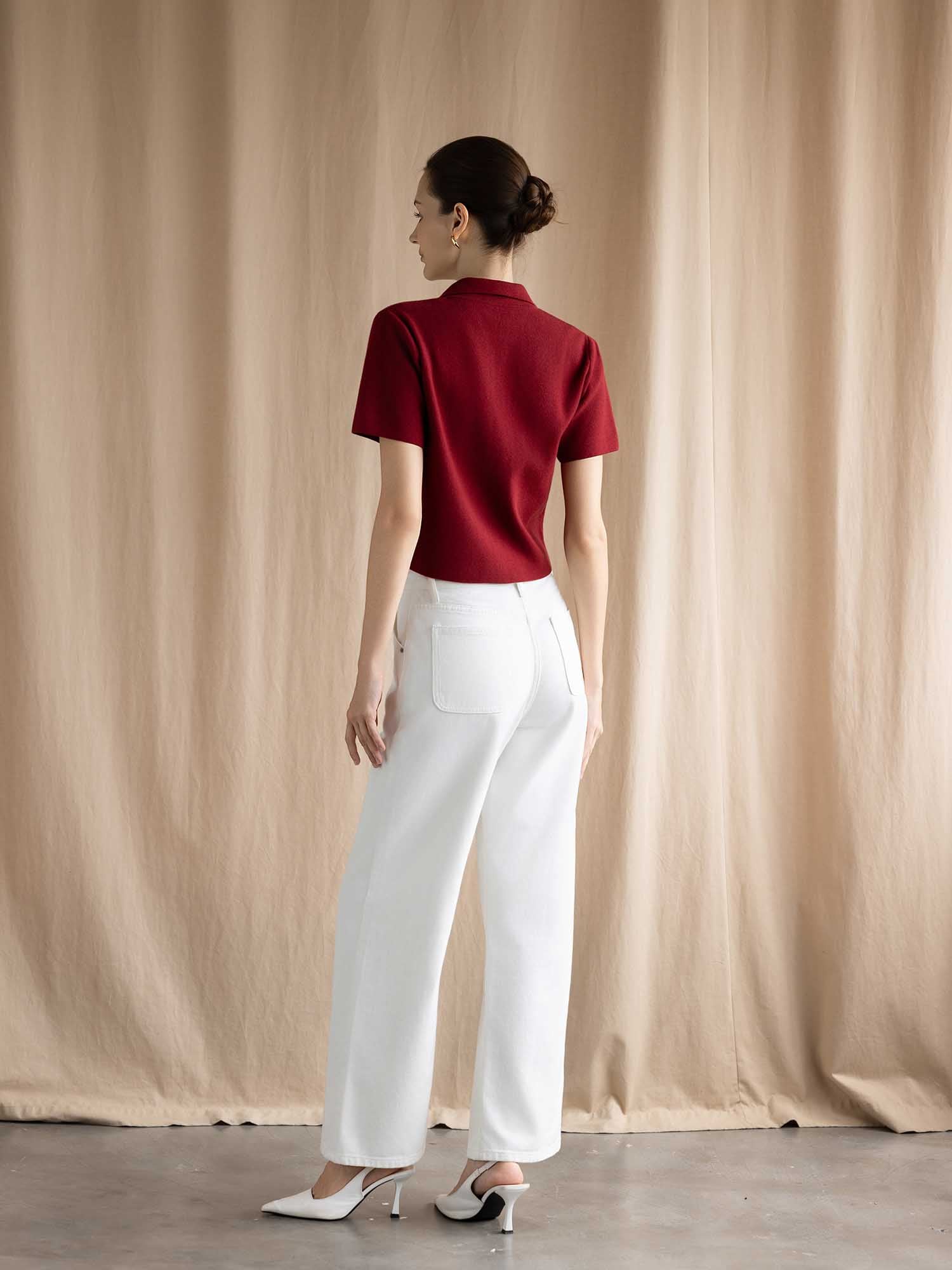 Áo cổ V dệt kim