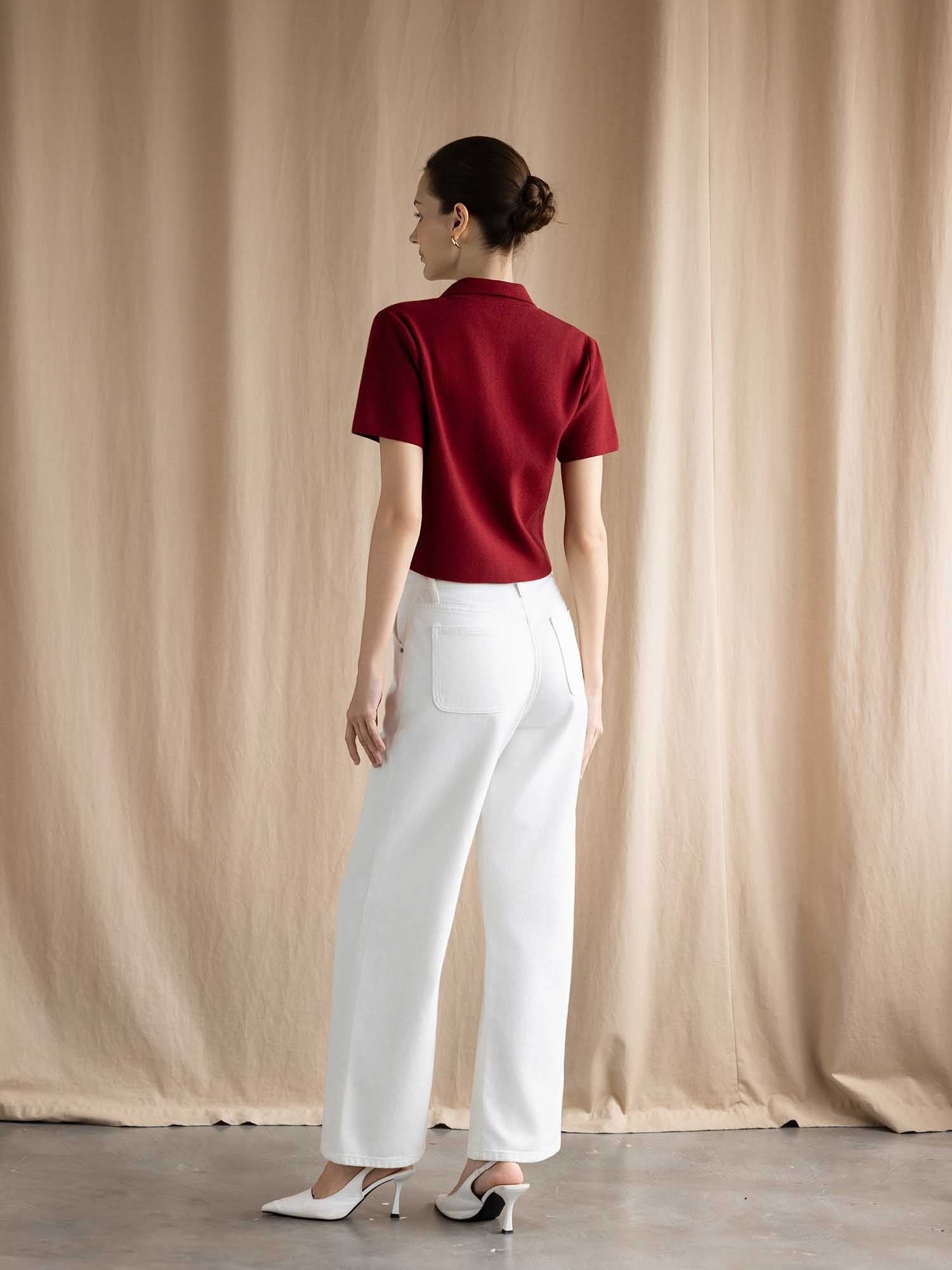  Áo cổ V dệt kim 