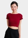  Áo thun gân croptop tay ngắn cuốn biên 