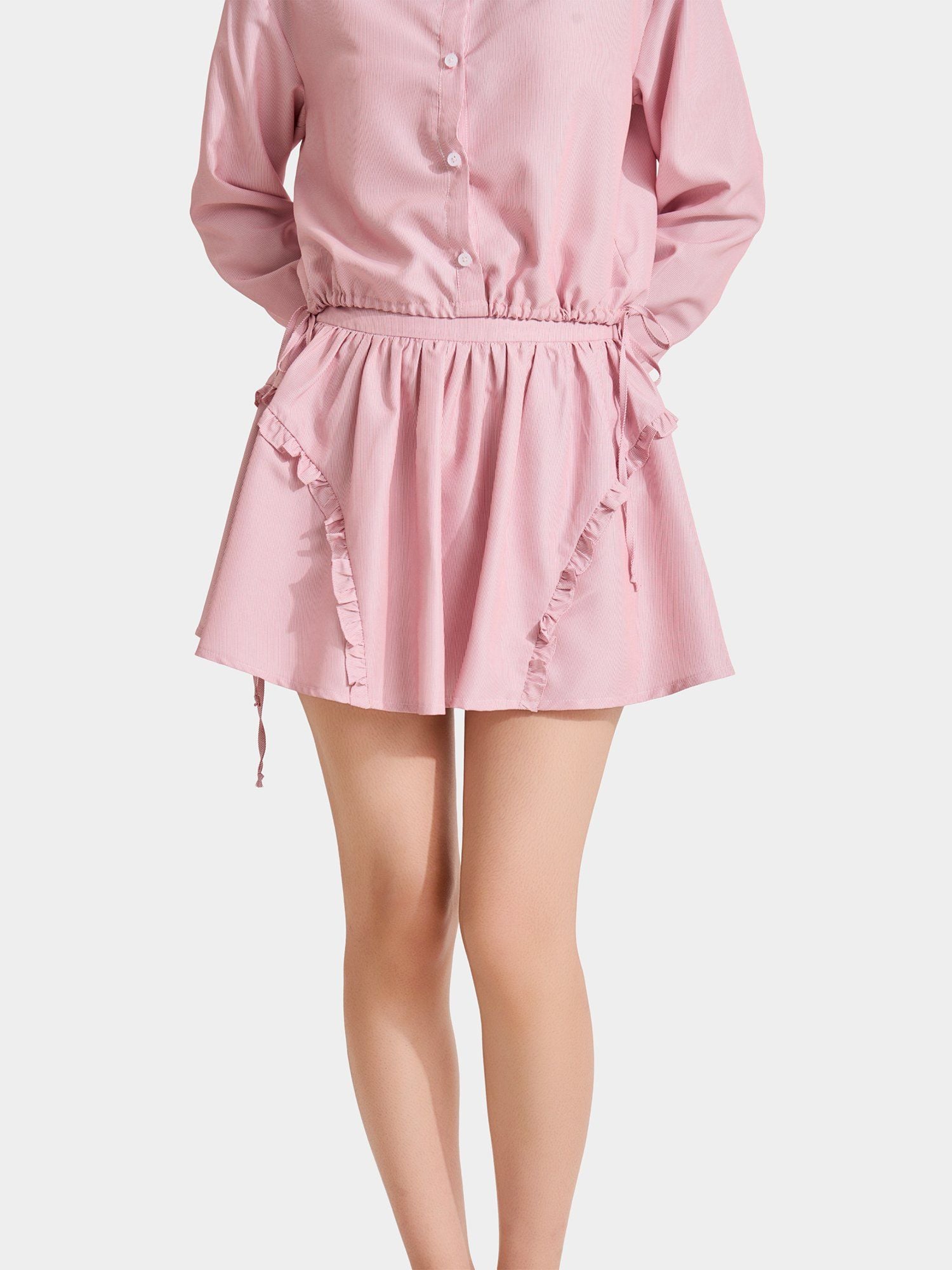  Chân váy xòe phối bèo smocking lưng 