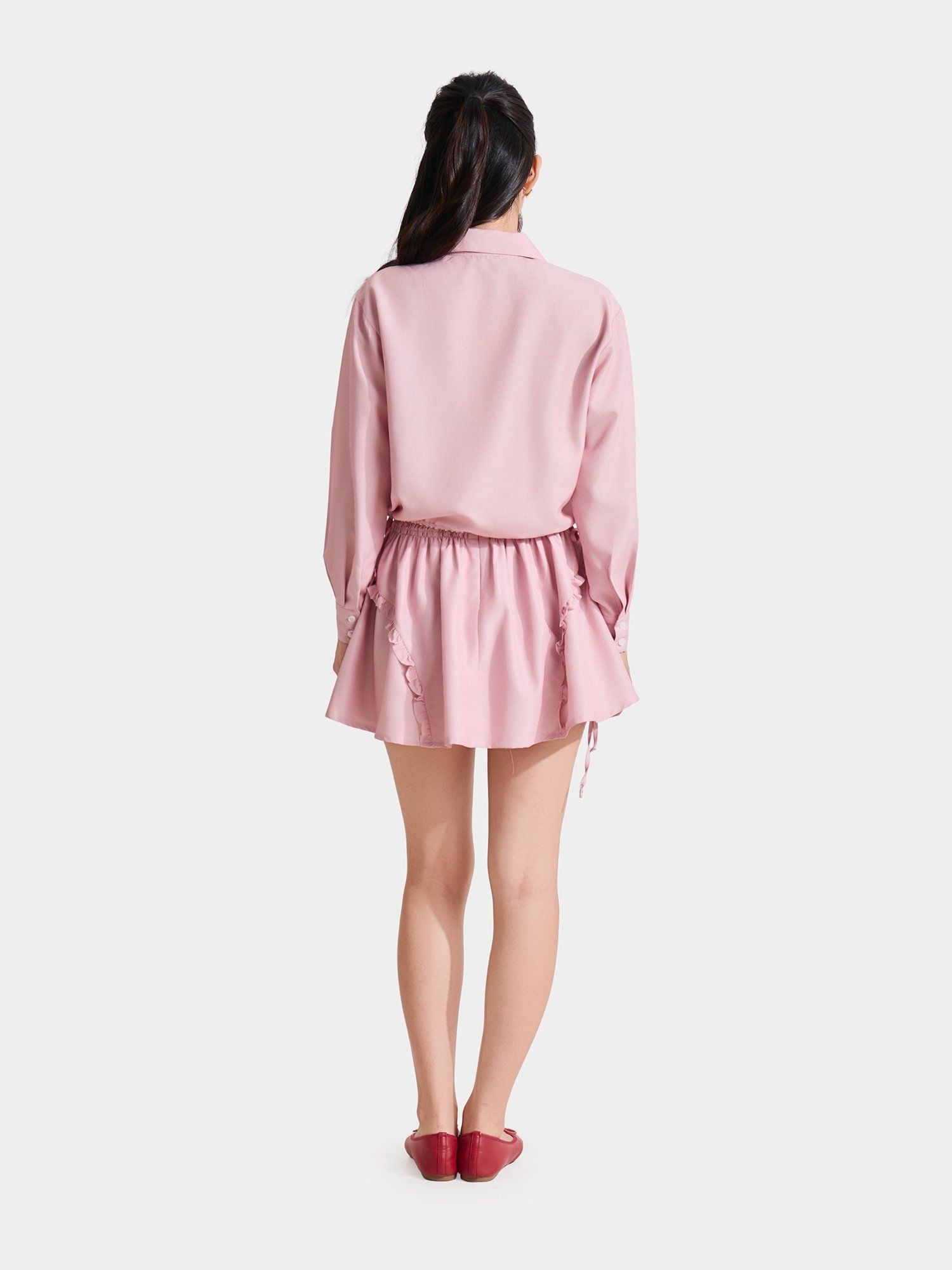  Chân váy xòe phối bèo smocking lưng 