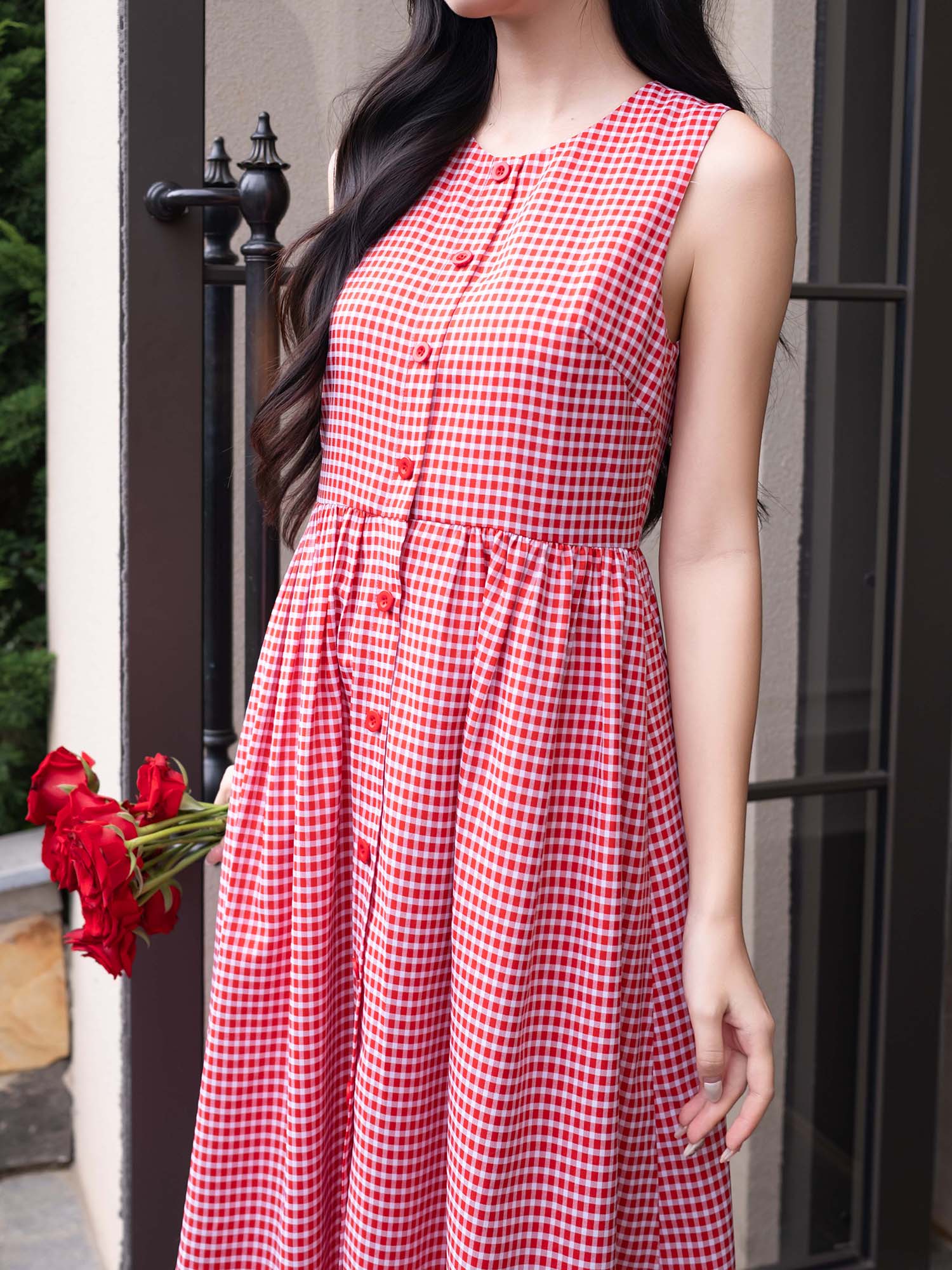 Đầm dài caro cơ bản