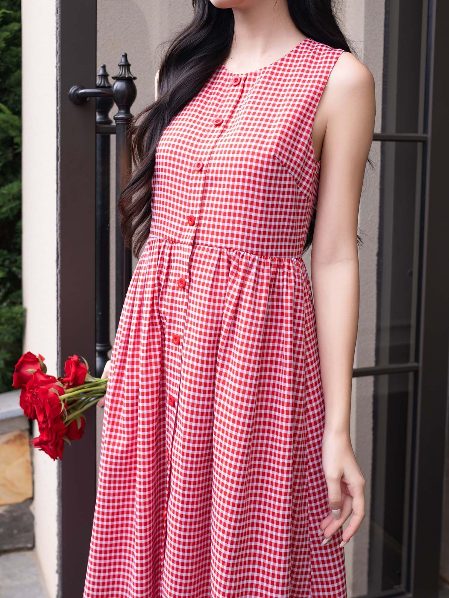  Đầm dài caro cơ bản 