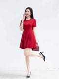  Đầm mini xoè phối dây nơ 