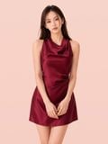  Đầm mini lụa cổ đổ dáng A 
