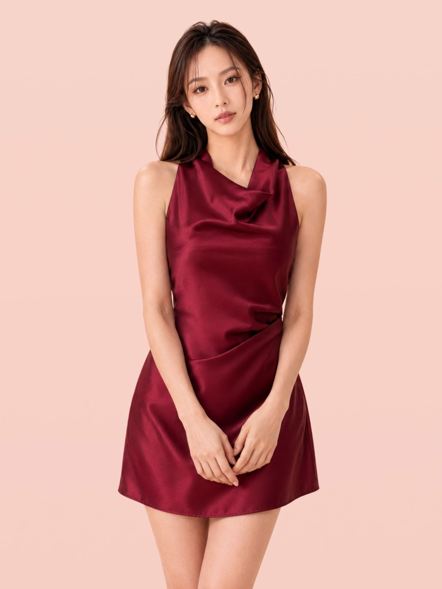  Đầm mini lụa cổ đổ dáng A 