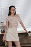  Áo thun sọc viền cổ 
