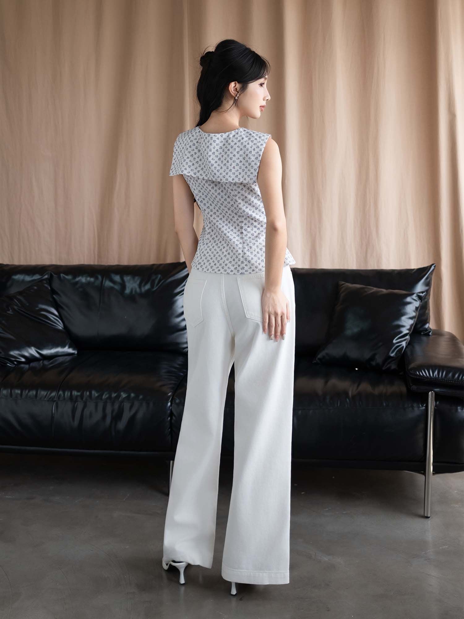  Áo kiểu đính nơ lai xòe cách điệu 