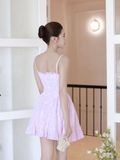  Đầm mini hoa nhí phối tay rời 
