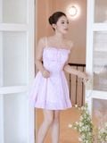  Đầm mini hoa nhí phối tay rời 