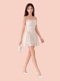  Đầm mini hoa nhí phối tay rời 