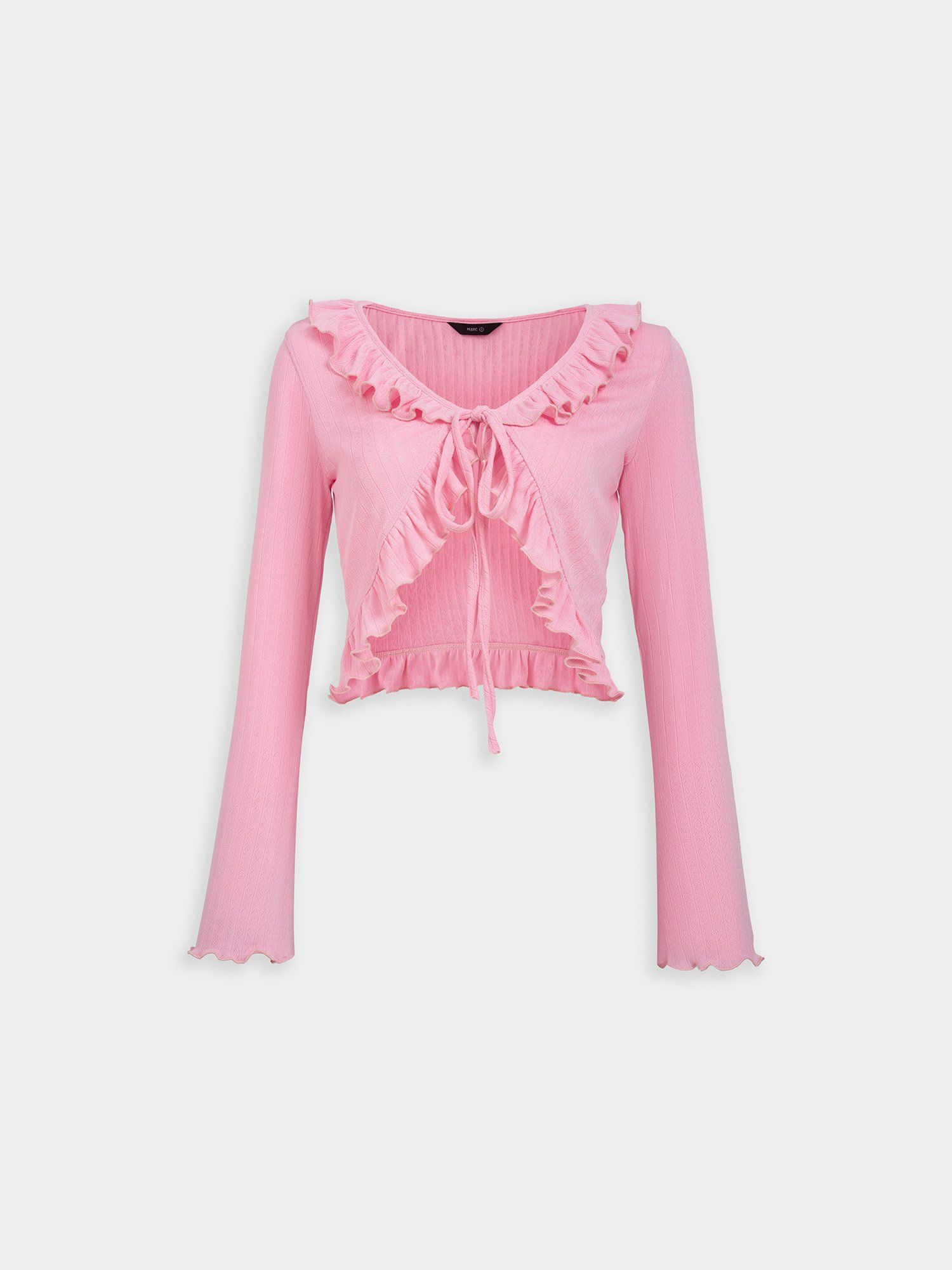  Áo khoác thun tay dài phối bèo cột dây 