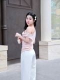  Áo lệch vai cổ đổ phối ren 