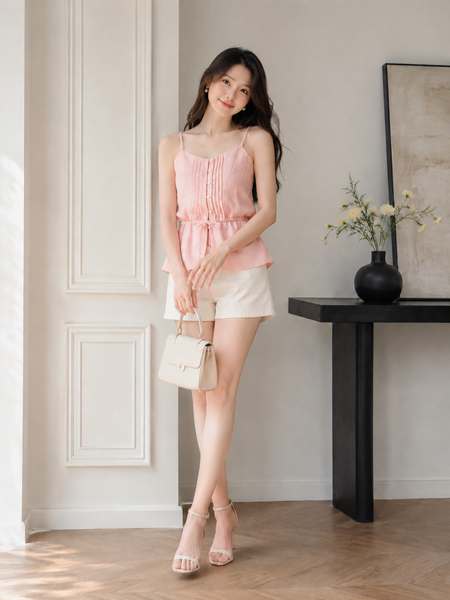  Áo kiểu hai dây linen rút 