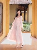  Đầm midi voan hoa tay phồng dài 