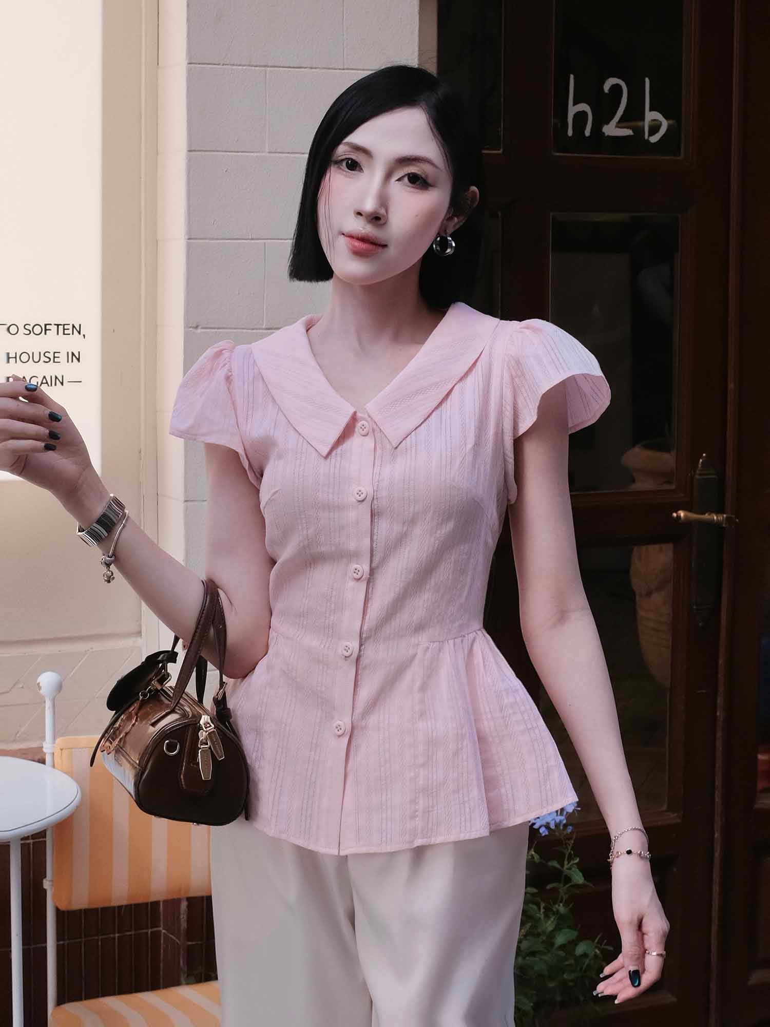 Áo xô thêu dáng peplum