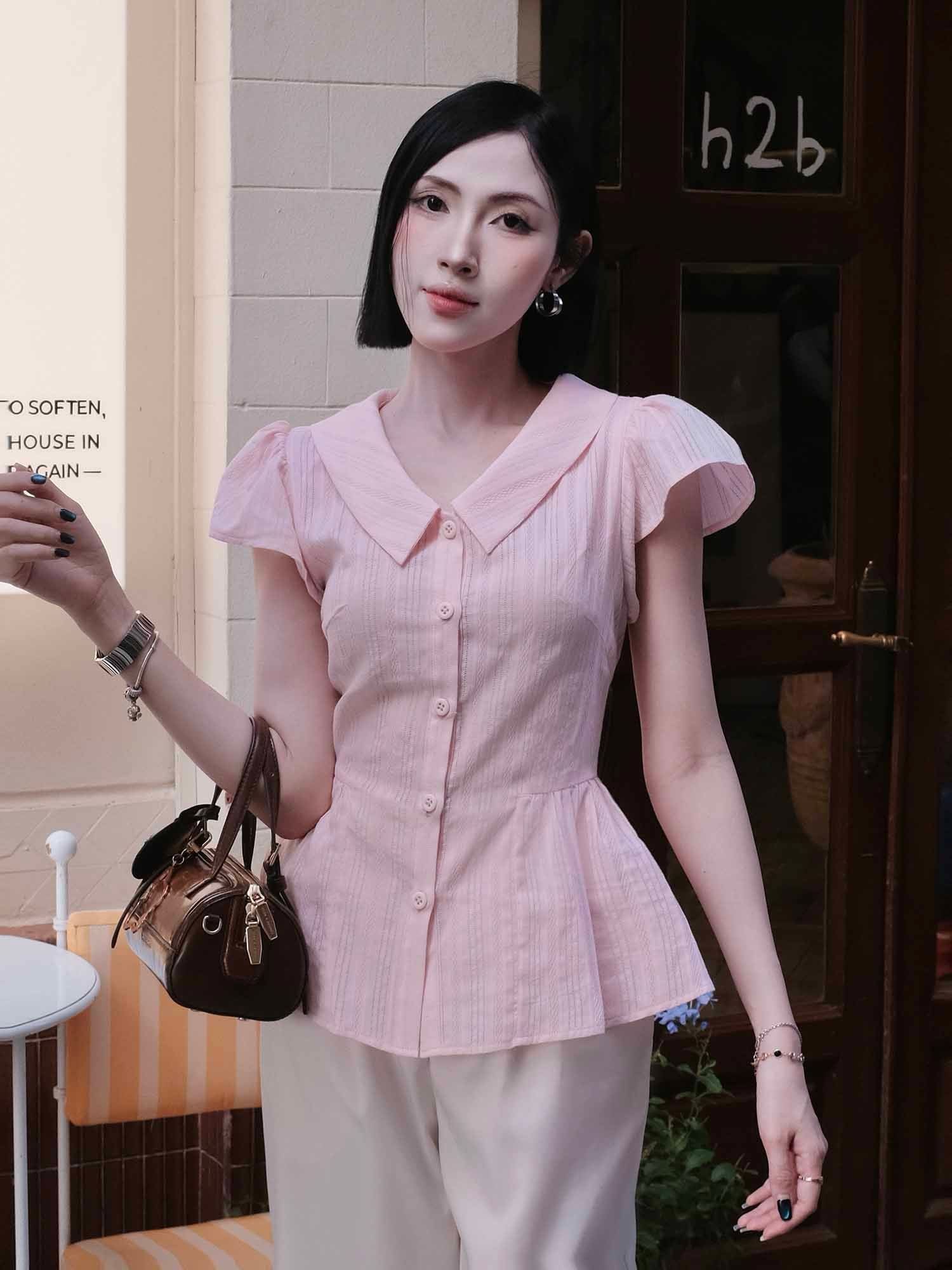  Áo xô thêu dáng peplum 