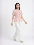  Áo kiểu sọc tay phồng phối bèo ngực 