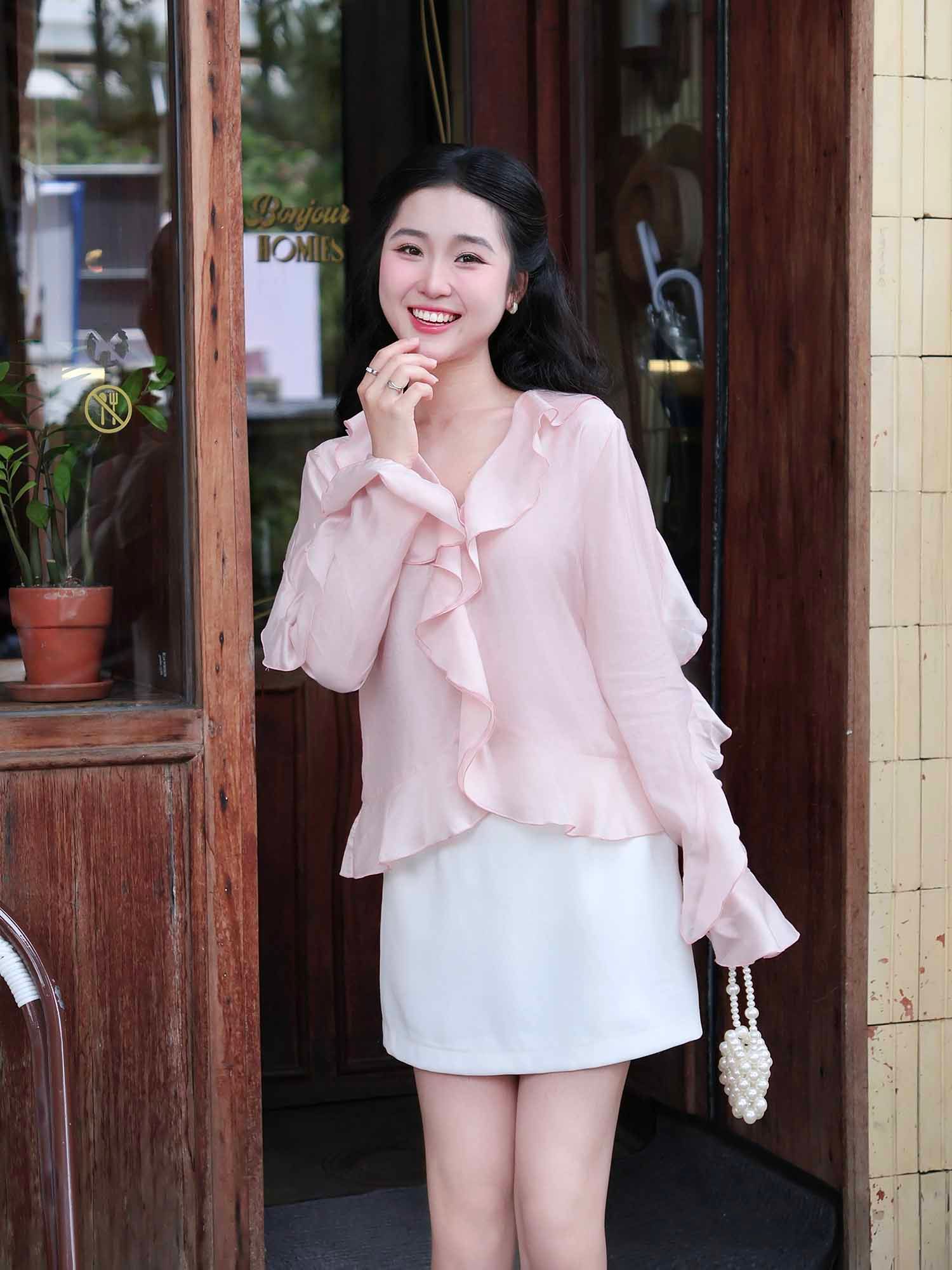  Áo kiểu phối bèo 